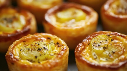 Delicious mini quiches filled with cheddar cheese and leeks