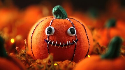 DIY Halloween pumpkin craft Step 3 stitch a circular seam around the edge and secure it tightly