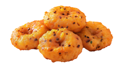 Masala vada, Indian snack, delicious, crispy fried dish. Vada made from lentil batter seasoned with spices, herbs, often served with chutney. Dish popular street food in India, also found in many Png.