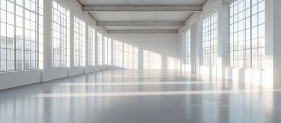 Fototapeta premium Bright and spacious empty room showcasing fresh renovations ideal for showcasing design possibilities