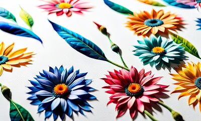 Obraz premium Stunning floral artwork featuring vivid colors, cosmic elements. Delicate petals, rich foliage create magical atmosphere. For designs needing blend of elegance, fantasy, poster, greeting card, print.