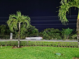Blurred Car Speeding at Night through Metal Fences