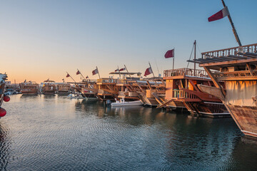 wooden boats in doha qatar port