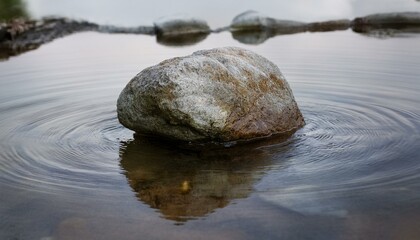 무게감이 느껴지는 단단한 돌이 강에 잠겨있다