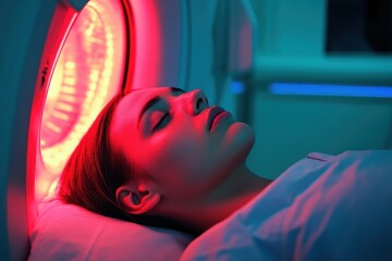 Woman receiving MRI scan in hospital Healthcare and medical equipment