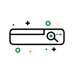 Obraz premium Search bar icon with colorful elements for web navigation and information access