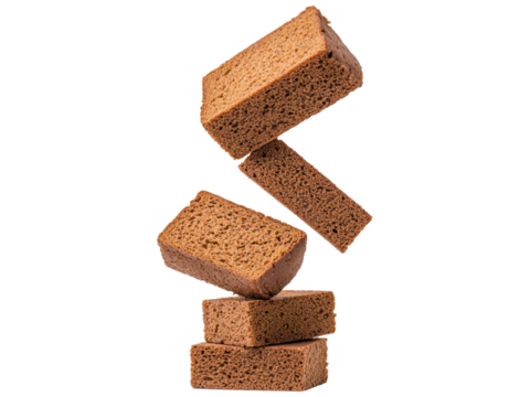 Floating Brown Sugarloaf Bread Blocks in Midair