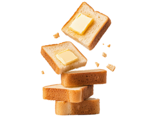 Toasting Bread with Butter Falling in Mid-Air