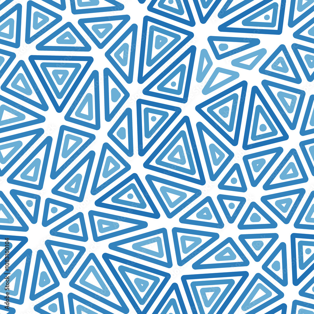 Poster mosaic background. multiple repeated inner triangles. large triangles size. one tone colored style. 