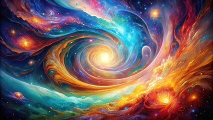 Fototapeta premium A Cosmic Spiral, a symphony of color and light, a swirling vortex of celestial energy, a mesmerizing dance of stars and nebulae.