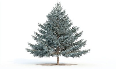 Obraz premium Christmas tree with snowy branches, white isolate background.