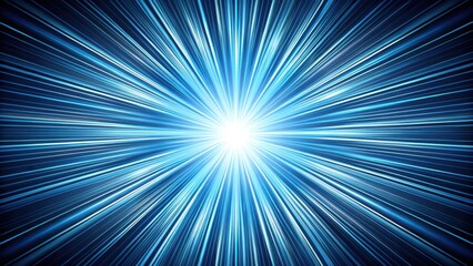 Fototapeta premium A luminous blue burst of light rays radiating outwards from a bright center point, creating a sense of movement and energy.