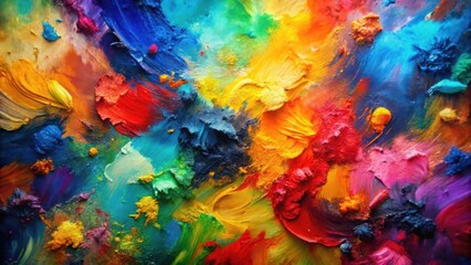 Fototapeta premium A vibrant and abstract canvas featuring thick, textured strokes of bright colors, creating a dynamic and captivating artistic expression.