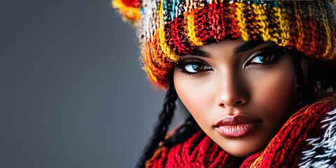 Fototapeta premium woman wearing modern winter fashion 