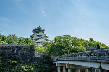 大阪城天守閣と極楽橋　大阪府大阪市大阪城公園
