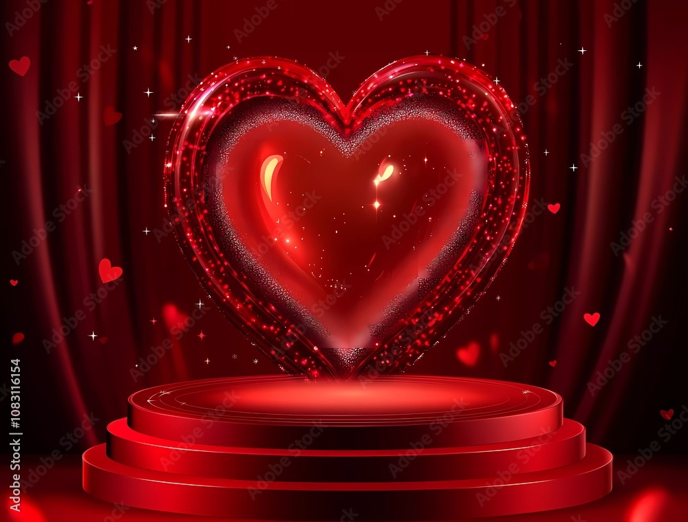 Fototapete vector background with a podium and heart shape for valentine's day, a mockup design template for pr