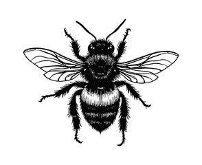Fototapeta premium bumblebee engraving black and white outline