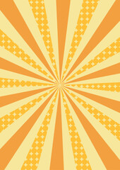 背景付きポップなオレンジのサンバースト風縦型ベクターパターン