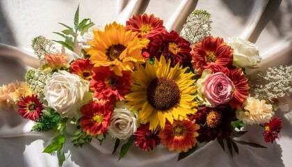 Explore mixed media by combining flowers with other art forms.  