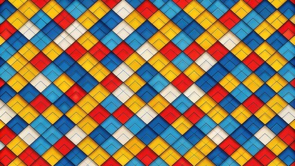 A Colorful Geometric Pattern of Interlocking Squares with Subtle Depth and a Glossy Finish