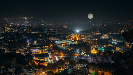 Nighttime view of Tbilisi the capital of Georgia © a_medvedkov