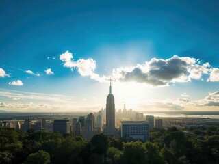 Fototapeta premium A unique and artistic double exposure photo effect merging nature and architecture, trend, concept, shadows