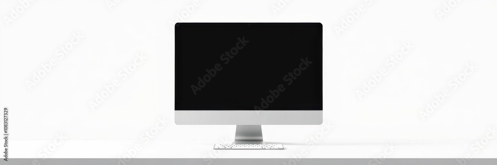 Wall mural laptop computer desktop monitor screen device mockup template with blank screen for digital design s