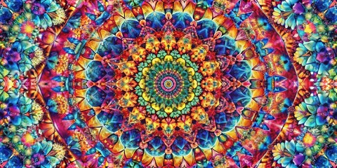 Obraz premium A Psychedelic Kaleidoscope of Vivid Colors and Intricate Geometric Patterns Creates a Visually Stunning and Captivating Work of Art