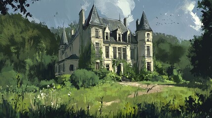 Obraz premium Old Mansion in a Forest