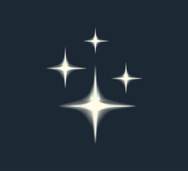 Obraz premium 3D stars set or clean shining icons. Sparkle illustration. Flash light on dark background. Twinkle star shapes vector