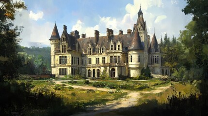 Obraz premium Grand Chateau in the French Countryside