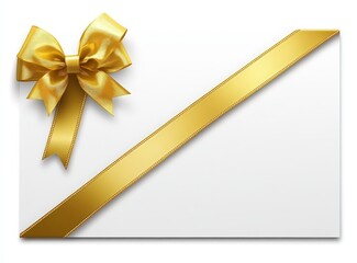 Elegant White Invitation Card with Gold Ribbon and Bow for Celebrations and Events