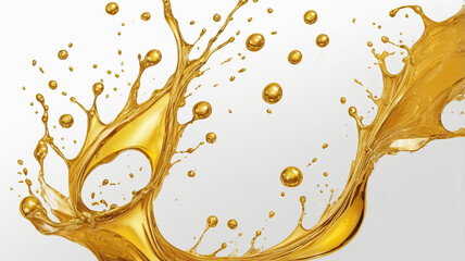 Golden oil splash on a white background
