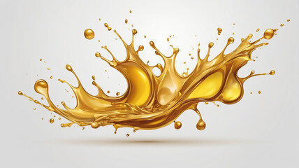 Golden oil splash on a white background