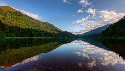 Fototapeta premium Experience the tranquil beauty of a silent lake. 