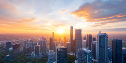 Obraz premium Architectural landscape of modern urban skyline 