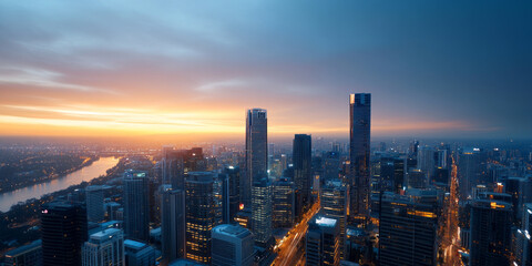 Fototapeta premium Architectural landscape of modern urban skyline 