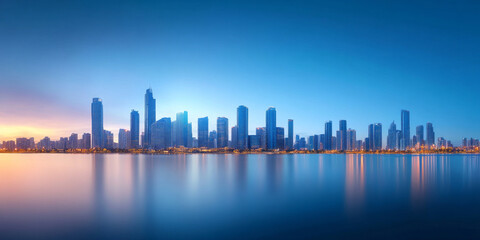 Obraz premium Architectural landscape of modern urban skyline 