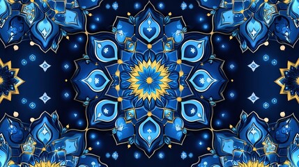 Blue and Gold Mandala: A Kaleidoscope of Intricate Design