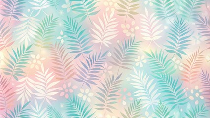 A pastel-toned abstract floral pattern featuring delicate, stylized leaves and flowers in a seamless, repeating design.