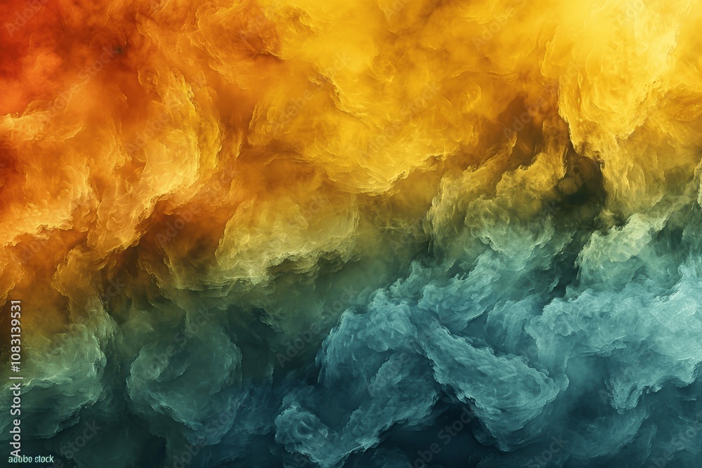 Poster gradient background with yellow and green tones, minimalist soft light reflection