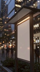 Mockup Blank White Billboard at Nighttime Urban Park for Elegant and Eye-Catching Advertising Displays