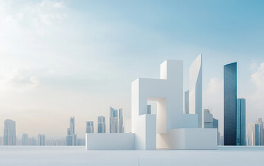 Fototapeta premium Highly developed futuristic technological cityscape 
