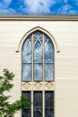 Obraz premium Gothic Revival-style window from the First Parish in Cambridge, Massachusetts, USA 