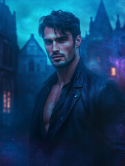 atmospheric portrait of a handsome man - generative ai