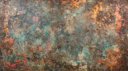 Abstract Textured Background with Warm Earthy Tones Featuring Rusty Browns, Turquoise Accents, and Subtle Variations for Use in Art, Design, and Creative Projects
