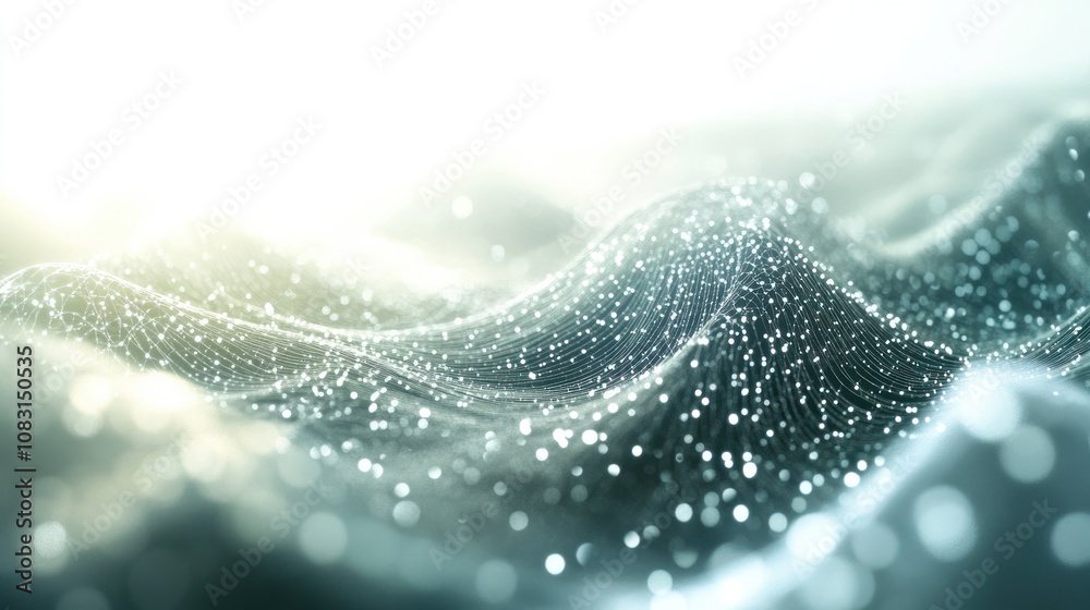 Poster internet concept, showcasing an array of luminous dots and lines forming a complex web on a pristine