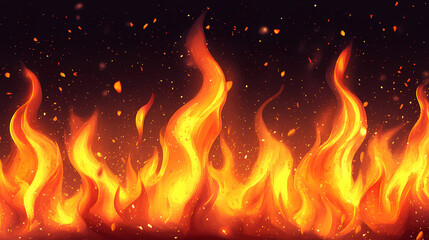 Fototapeta premium A fire isolated on white transparent background, png file. perfect for clipart. Inferno. Illustration