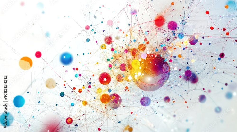Poster computing with intricate geometric patterns and luminous nodes, symbolizing data transmission throug