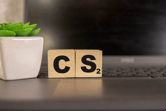 keyboard and CS2 lettering on wooden cubes
